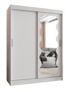 Armadio scorrevole Bernina 10 | 5 scomparti | anta con specchio | bianco | guide alluminio | 1,5 m