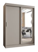 Armadio scorrevole Bernina 12 | Color cashmere | 1,5 m larghezza | Specchio integrato | 2 barre appendiabiti