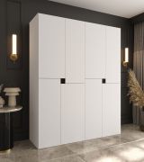 Armadio ad ante battenti "Marieta" 03, bianco, 8 ante a battente, 6 scomparti, 2 barre appendiabiti, Sistema "Soft-Close", 160 x 52 x 203 cm