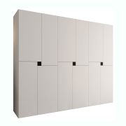 Armadio ad ante battenti "Marieta" 06, bianco, 12 ante, 9 scomparti, 3 barre appendiabiti, design senza maniglie, Sistema "Soft-Close", 270 x 52 x 203 cm