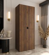 Armadio ad ante battenti "Marieta" 01, color noce Warmia, 4 ante, 3 scomparti, 1 barra appendiabiti, Sistema "Soft-Close", 80 x 52 x 203 cm