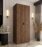 Armadio ad ante battenti "Marieta" 02, color noce Warmia, 4 ante, 3 scomparti, 1 barra appendiabiti, Sistema "Soft-Close", 90 x 52 x 203 cm