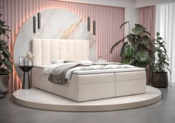 Letto singolo con contenitore Pirin 01 | Beige elegante | Superficie 140 x 200 cm | Materasso H3 incluso
