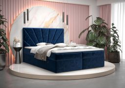Letto singolo moderno Pirin 20 blu | Superficie 140 x 200 cm | Materasso Bonell H3 | 2 vani portaoggetti | Tessuto velour