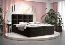 Letto matrimoniale con contenitore Pirin 57 nero | Superficie 180 x 200 cm | Materasso Bonell H3 | 2 vani portaoggetti
