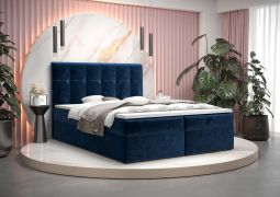 Letto singolo Pirin 79 con contenitore | Blu elegante | Materasso Bonell H3 | Superficie 140 x 200 cm