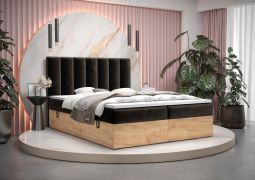 Letto singolo Pilio 02 | Design moderno nero e rovere Golden Craft | Superficie 140 x 200 cm | Materasso Bonell H3 | Spazi contenitivi