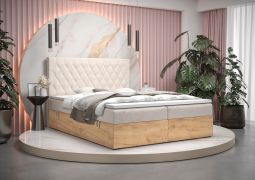 Letto matrimoniale contenitore Pilio 71 | Beige & Golden Craft oak | 180x200 cm | Materasso Bonell H3
