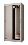 Armadio ad ante scorrevoli "Dero" 01, bianco opaco, 1 anta a specchio, 5 scomparti, 2 barre appendiabiti, 100 x 62 x 200 cm