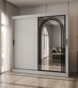 Armadio ad ante scorrevoli "Dero" 05, bianco opaco, 2 ante di cui 1 a specchio, 10 scomparti, 2 barre appendiabiti, 200 x 62 x 200 cm