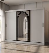 Armadio ad ante scorrevoli "Dero" 06, bianco opaco, 3 ante di cui 1 a specchio, 10 scomparti, 2 barre appendiabiti, 250 x 62 x 200 cm