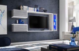 Pensile Bjordal 35 | Cemento/Bianco | 95 x 237 x 30 cm | 5 Scomparti | Design Moderno