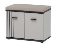 Scarpiera "Bardu" 13, color cashmere/nero/beige, 2 ante a battente, 2 scomparti, seduta imbottita, 60 x 32 x 46 cm