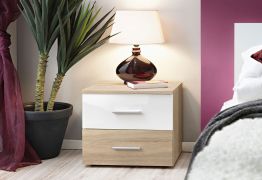 Comodino Salmeli 30 | Bianco e Rovere Sonoma | 2 cassetti | 40 x 50 x 40 cm | Design moderno