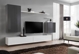 Pensile moderno Balestrand 24 grigio/bianco | 160 x 270 x 40 cm | 5 ante, apertura push-to-open