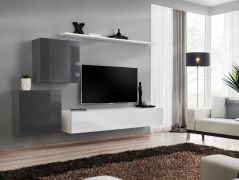 Pensile moderno Balestrand 72 | Grigio/Bianco | 150 x 250 x 40 cm | Tre ante push-to-open
