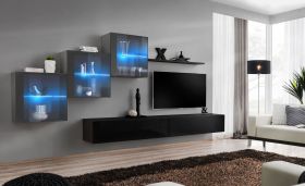 Pensile sospeso Balestrand 313 grigio/nero | 150 x 330 x 40 cm | Apertura push-to-open | Design moderno