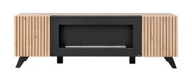 Mobile TV Nordkapp 05 | Hickory Jackson/Nero | 52 x 160 x 45 cm | 2 scomparti | Biocamino integrato