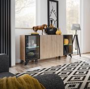 Cassettiera 6 scomparti Nordkapp 08 | Hickory Jackson/Nero | 82x160x40 cm | Spazio ampio e stile moderno