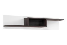 Mensola da parete Stura 05 | Bianco lucido e grigio | 30 x 150 x 20 cm | Design moderno