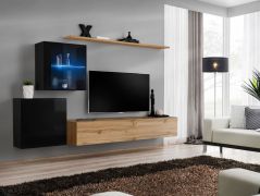Pensile moderno Balestrand 238 | Nero e rovere Wotan | 150 x 250 x 40 cm | 7 scomparti