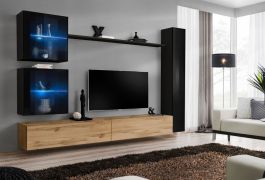 Pensile Balestrand 286 | Nero/Rovere Wotan | 180 x 280 x 40 cm | 10 scomparti | Design moderno