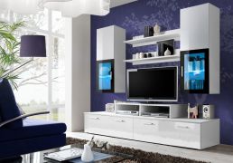 Pensile bianco Bjordal 57 | Bianco lucido moderno | 14 vani | 190 x 200 x 45 cm