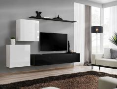 Pensile moderno Balestrand 69 | Bianco/Nero lucido | 150 x 250 x 40 cm | Apertura push-to-open