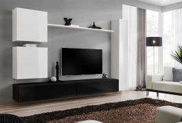 Pensile moderno Balestrand 117 | Bianco/Nero | 180x280x40 cm | Apertura a pressione