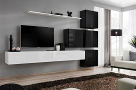 Pensile design Balestrand 133 | Bianco/Nero | 200 x 310 x 40 cm | Sei ante, stile moderno