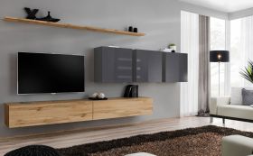 Pensile moderno Balestrand 111 | Rovere Wotan e grigio | 150 x 340 x 40 cm | Ampio spazio