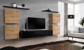 Pensile moderno Balestrand 61 | Rovere Wotan/nero | 150 x 320 x 40 cm | Ampio spazio di archiviazione