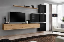 Pensile elegante Balestrand 141 | Rovere Wotan e nero | 12 vani | 200 x 310 x 40 cm