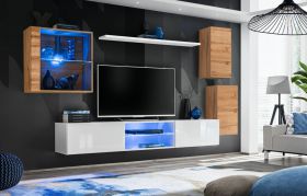 Pensile moderno Volleberg 43 | Rovere Wotan/Bianco | 140 x 250 x 40 cm | Ampio spazio e ante push-to-open