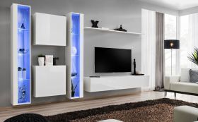 Pensile moderno Balestrand 241 bianco | 180 x 330 x 40 cm | 5 ante | Push To Open