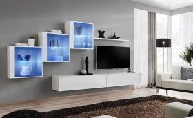 Pensile Balestrand 305 bianco | 150 x 330 x 40 cm | 5 ante | Design moderno