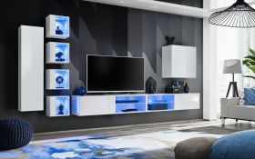 Pensile Volleberg 81 bianco | Push-to-open | 8 ante | 150 x 320 x 40 cm | Design moderno