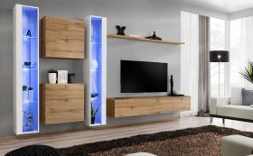 Pensile design Balestrand 252 | Bianco e Rovere Wotan | 180 x 330 x 40 cm | Cinque ante