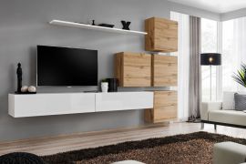 Pensile soggiorno Balestrand 140 bianco/rovere Wotan | 200 x 310 x 40 cm | Apertura push-to-open