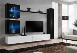 Pensile moderno Balestrand 278 | Nero/Bianco | 180 x 280 x 40 cm | 5 ante, 10 vani, apertura push