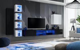 Pensile moderno Volleberg 86 | Nero/Bianco | 150 x 280 x 40 cm | Ampio spazio e design elegante