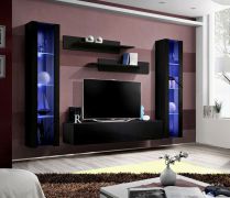 Pensile sospeso Hompland 08 nero | 170 x 260 x 40 cm | Moderno, spazioso, apertura push, LED blu