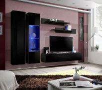 Pensile soggiorno Hompland 20 nero | 170 x 260 x 40 cm | LED blu | Design moderno