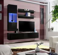 Pensile sospeso Hompland 84 nero | 170 x 160 x 40 cm | Illuminazione LED blu | Design moderno