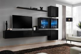 Pensile moderno Balestrand 290 nero | 200 x 310 x 40 cm | Ampio spazio contenitivo | Design minimale