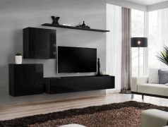 Pensile moderno Balestrand 66 nero | Ampio spazio di archiviazione | 150 x 250 x 40 cm | Apertura a pressione