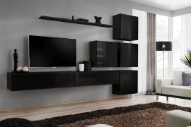 Pensile Balestrand 130 nero | 12 vani | 200 x 310 x 40 cm | Design moderno salvaspazio