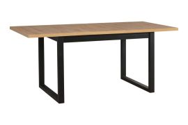 Tavolo da pranzo grande MALKA nero/rovere | Allungabile 140/180 cm | Superficie antigraffio | Gambe in metallo