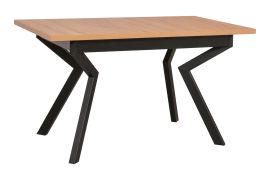 Tavolo da pranzo VILIS moderno | 80 x 140/180 cm | Piano laminato rovere artigianale | Gambe in metallo nere