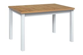Tavolo pranzo BAIBA bianco e rovere | 80 x 120/150 cm | Piano laminato antigraffio | Gambe legno stabili